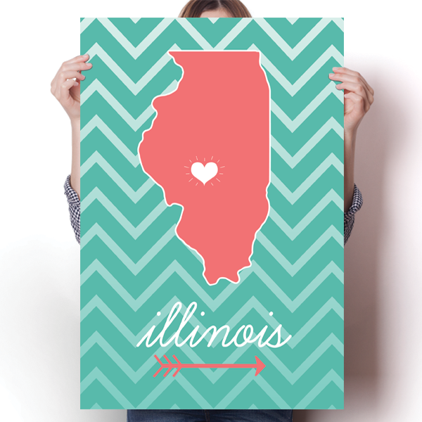 Illinois State Chevron Pattern Poster