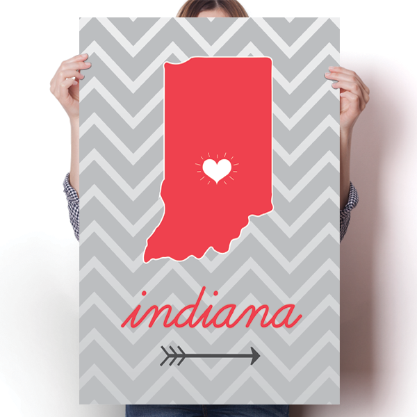 Indiana State Chevron Pattern Poster