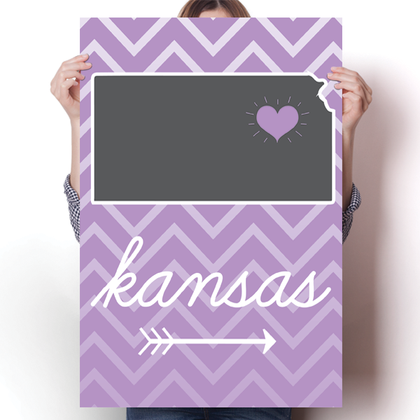 Kansas State Chevron Pattern Poster