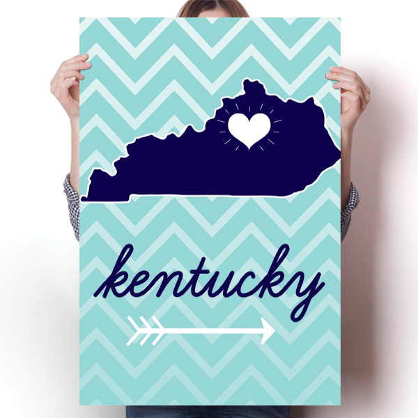 Kentucky State Chevron Pattern Poster