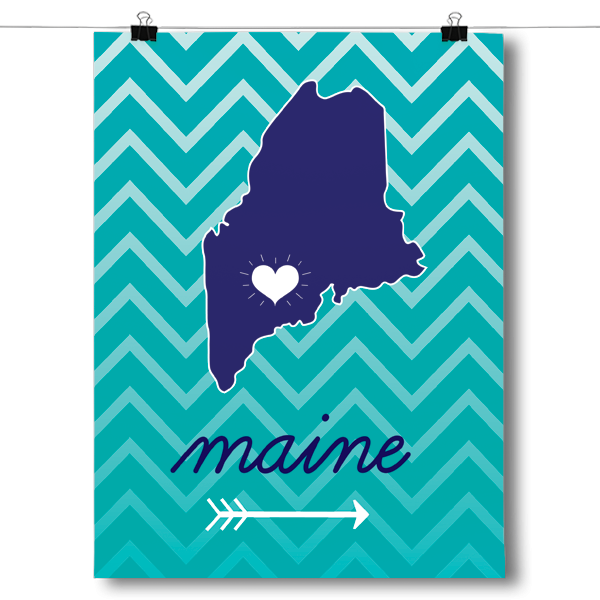 Maine State Chevron Pattern Poster