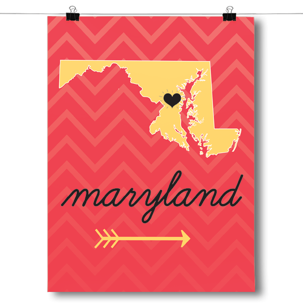 Maryland State Chevron Pattern Poster