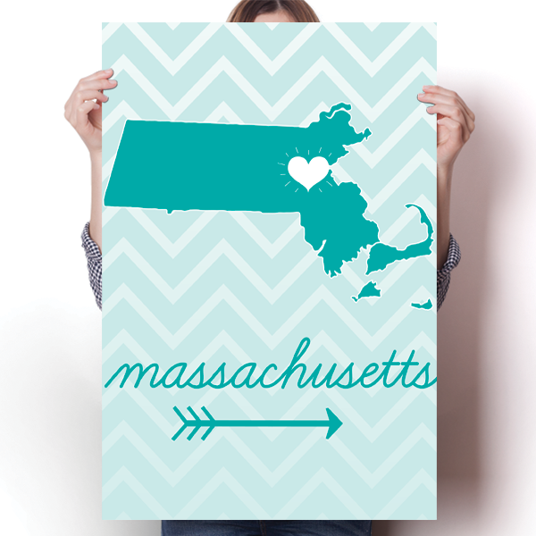Massachusetts State Chevron Pattern Poster