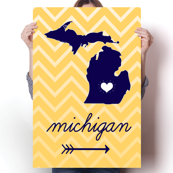 Michigan State Chevron Pattern Poster
