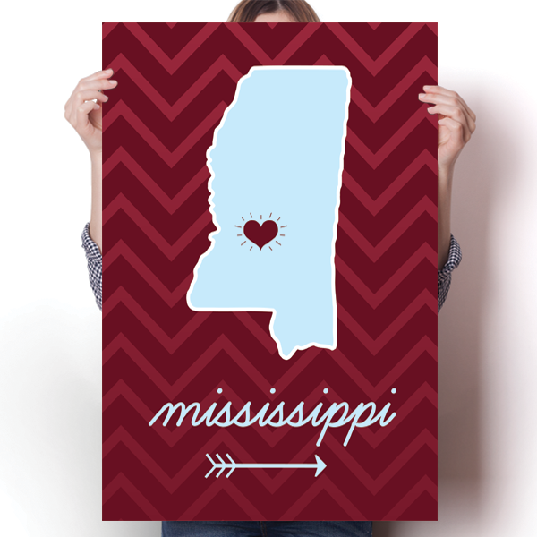 Mississippi State Chevron Pattern Poster