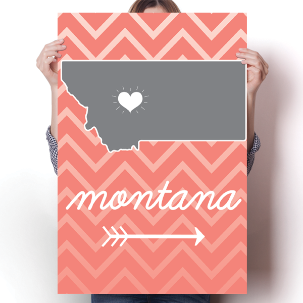 Montana State Chevron Pattern Poster