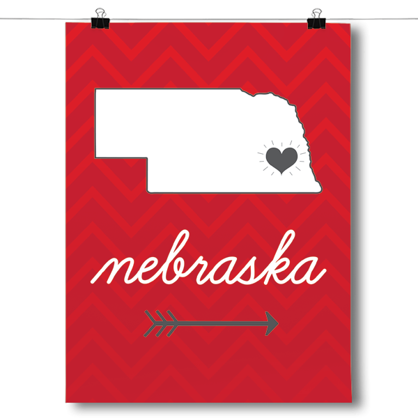 Nebraska State Chevron Pattern Poster