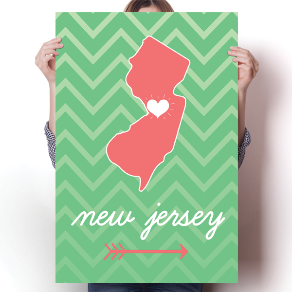 New Jersey State Chevron Pattern Poster