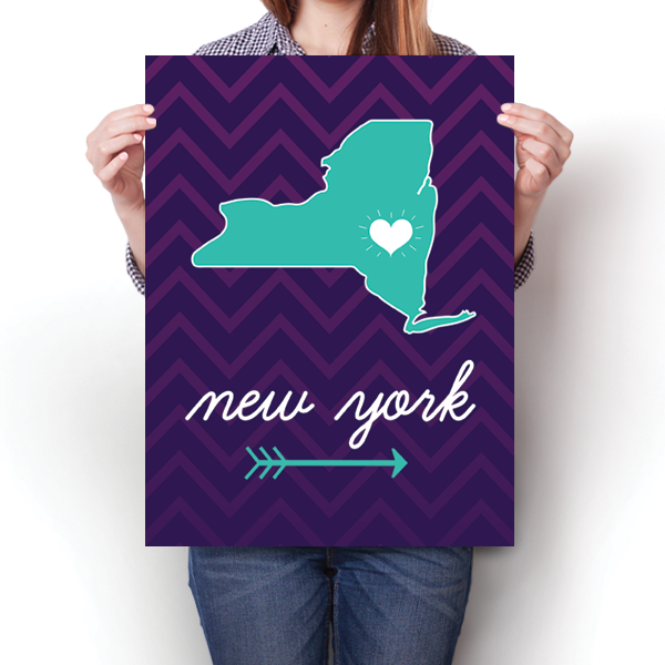 New York State Chevron Pattern Poster
