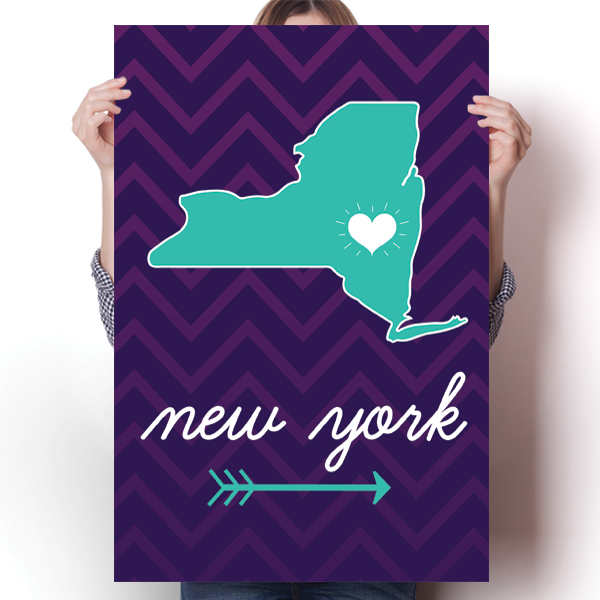 New York State Chevron Pattern Poster