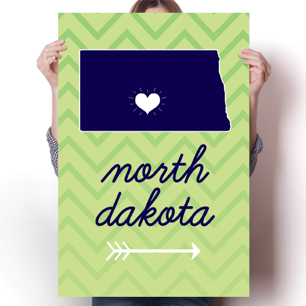North Dakota State Chevron Pattern Poster