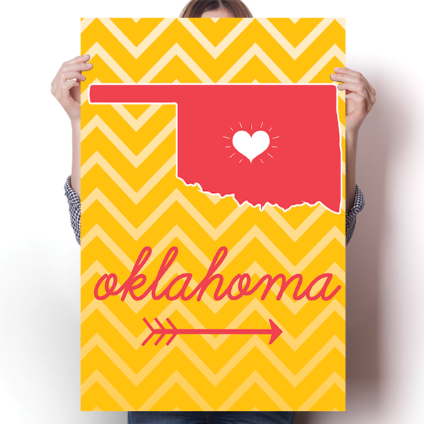 Oklahoma State Chevron Pattern Poster
