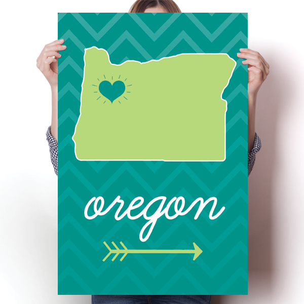 Oregon State Chevron Pattern Poster