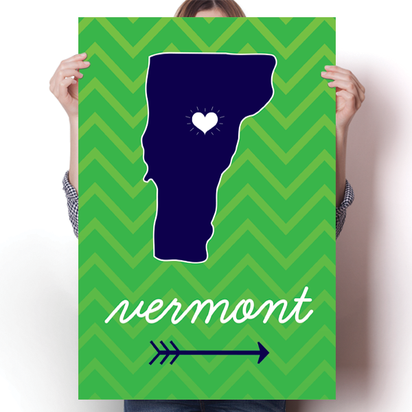 Vermont State Chevron Pattern Poster
