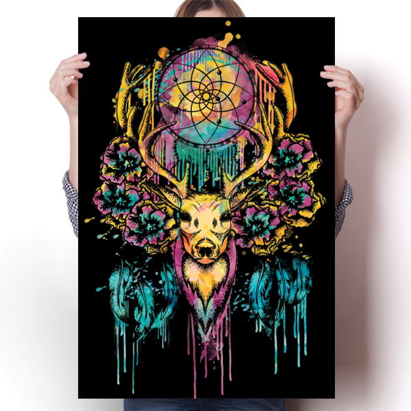 Deer Dreamcatcher Abstract Poster