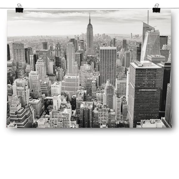 Black & White Birds Eye View New York City Skyline Poster