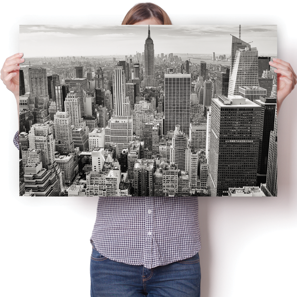 Black & White Birds Eye View New York City Skyline Poster