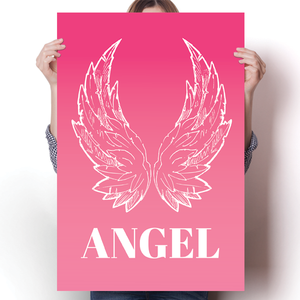 Pink Angel Wings Poster
