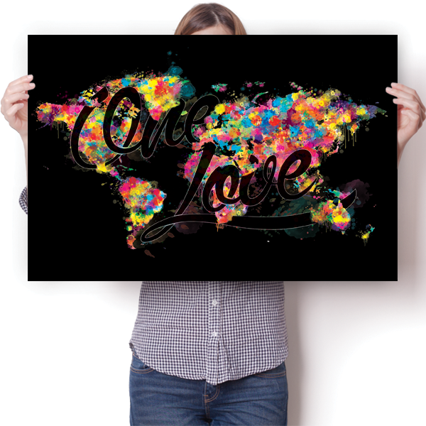One Love World Map Poster