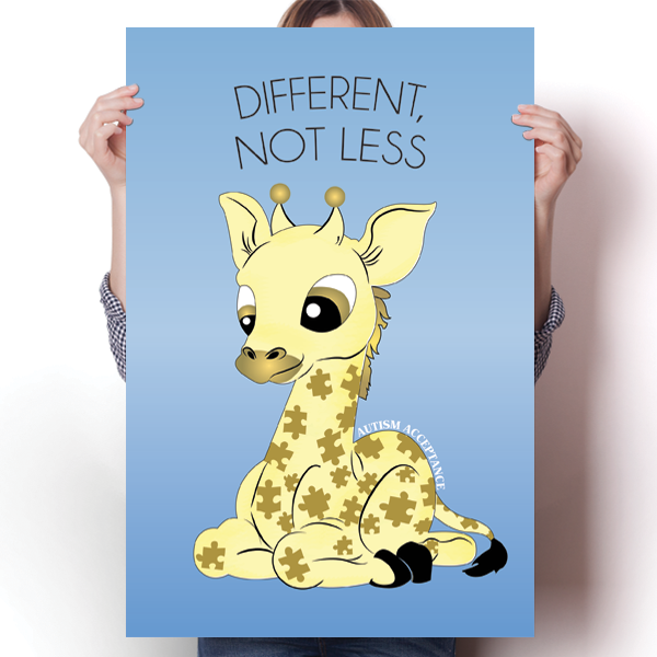 Different Not Less - Autism Awareness Giraffe Poster