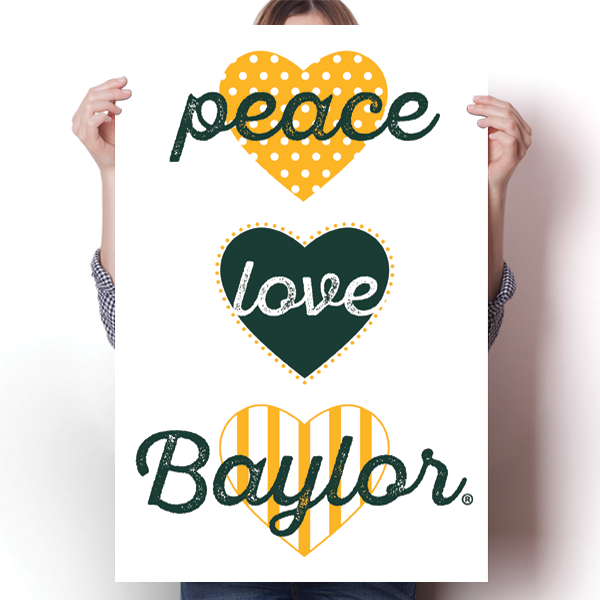Peace, Love, Baylor - NCAA Poster