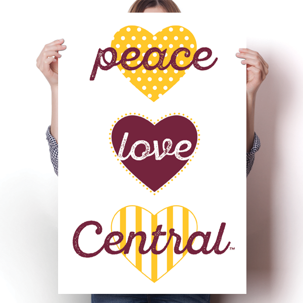 Peace, Love, Central - NCAA Poster