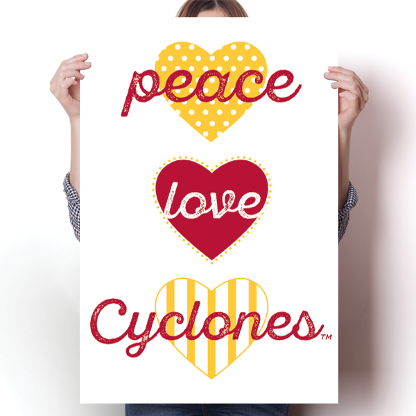 Peace, Love, Cyclones (Iowa State University) - NCAA Poster