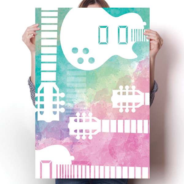 Guitar Silhouette - Watercolor Poster