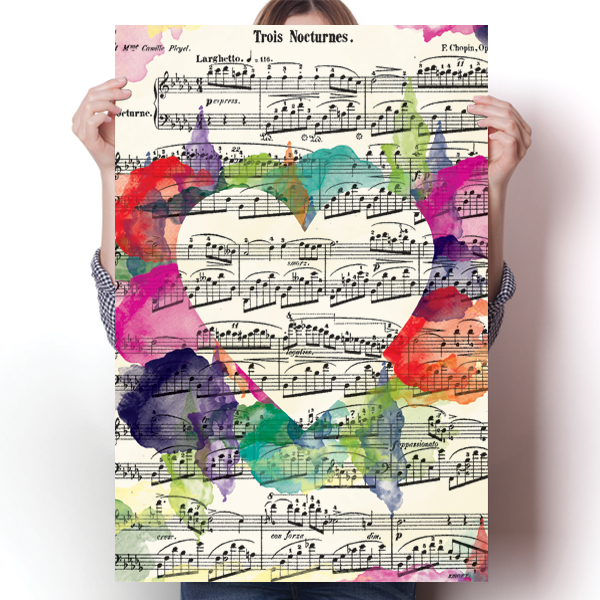 Music Sheet Heart Poster
