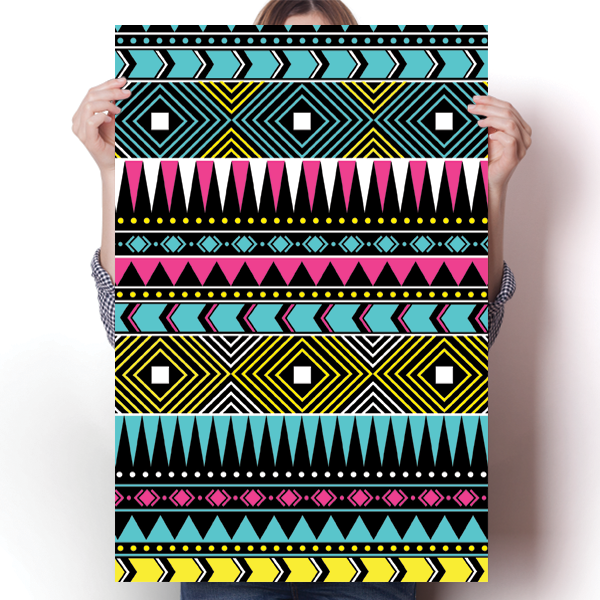 Neon Aztec Pattern Poster