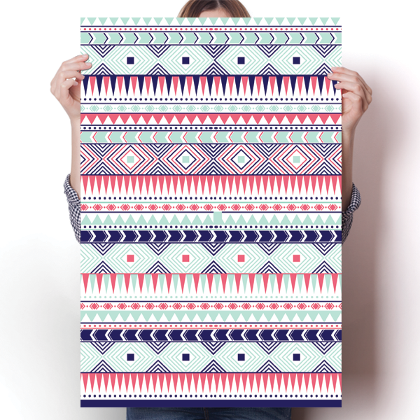 Coral and Mint Aztec Pattern Poster