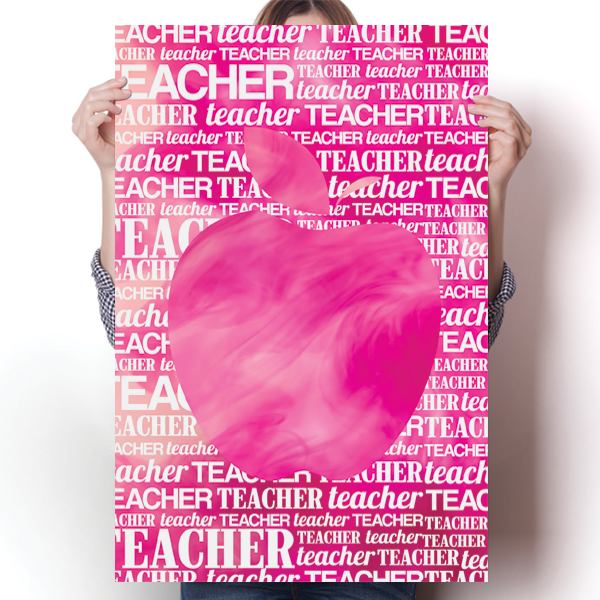 Apple Silhouette - Pink Watercolor Poster