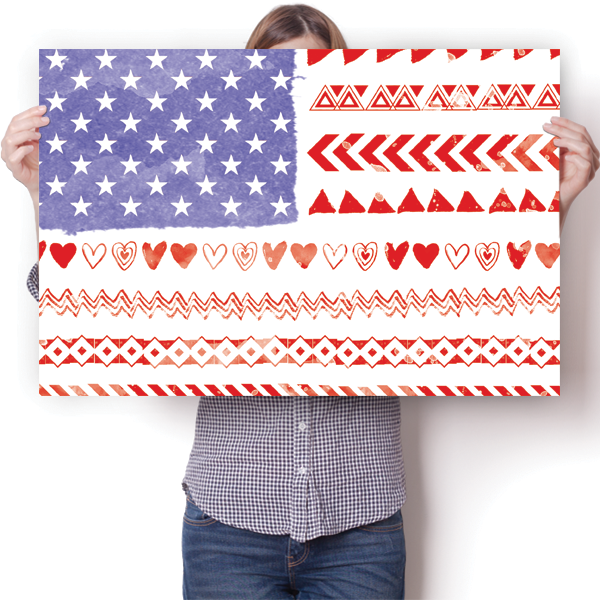 American Flag - Vintage Trendy Poster