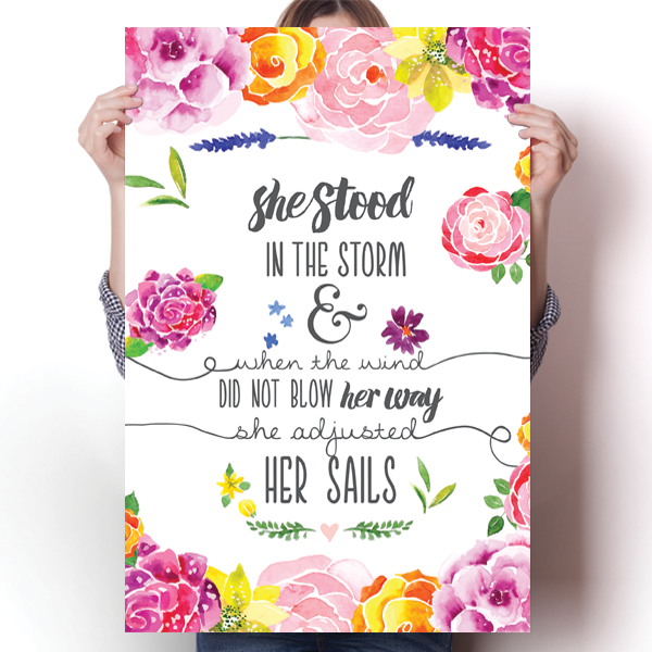 She Stood In The Storm - Elizabeth Edwards Quote Poster