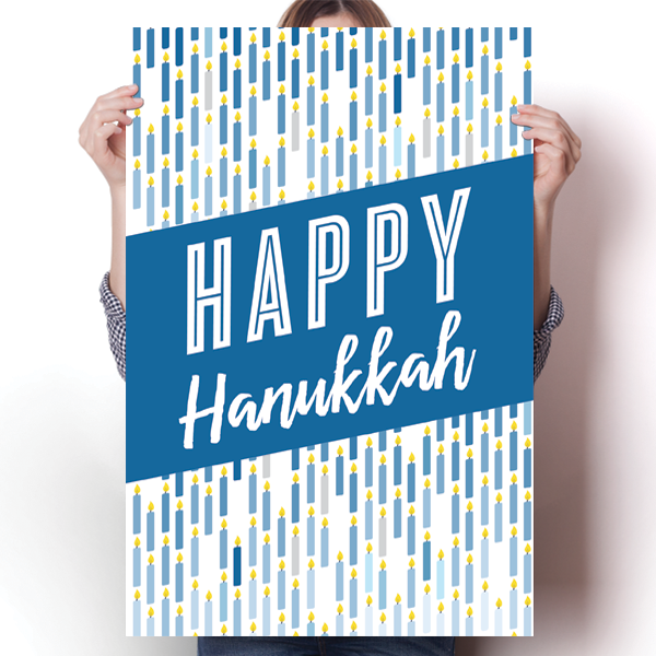 Happy Hanukkah - Candle Pattern Poster