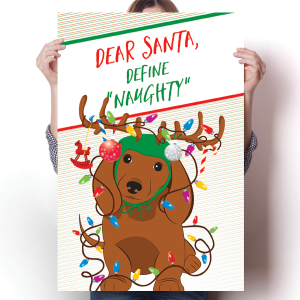 Dear Santa Define Naughty - Christmas Dachshund Poster
