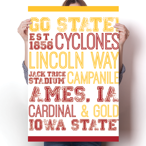 Iowa State University Subway Art - White Poster