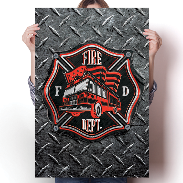 Metal Fire Badge - Fire Department Poster