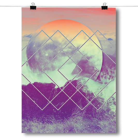 Abstract Space and Mountains Poster
