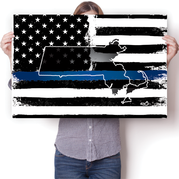 Thin Blue Line - Massachusetts Poster