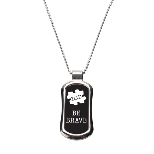 Steel Autism Be Brave Dog Tag Necklace