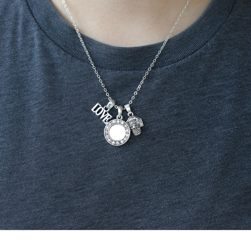 Silver Basketball Hoop - Sports Number 69 Circle Charm Classic Necklace
