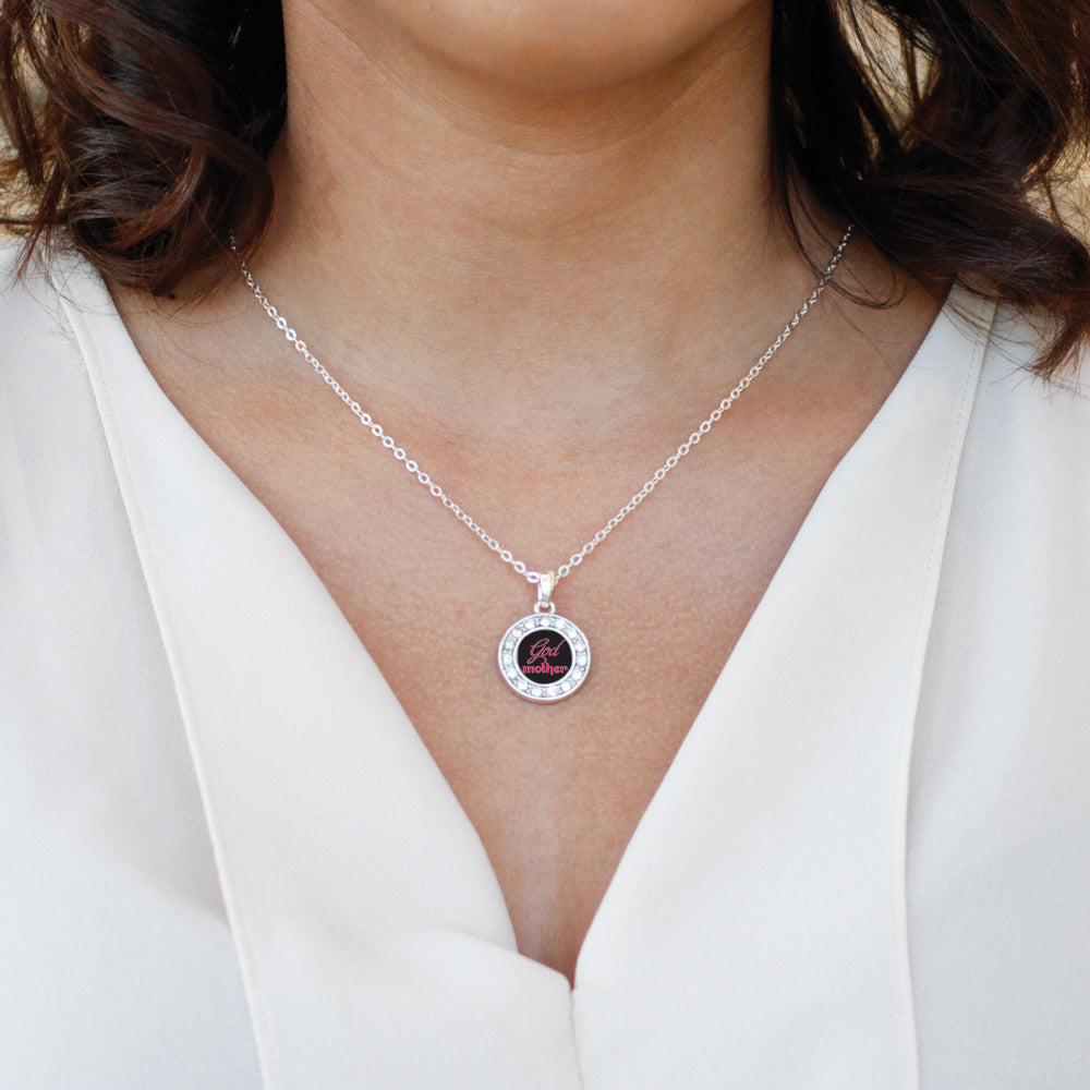 Silver Godmother Circle Charm Classic Necklace