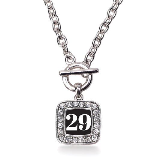 Silver Sport Number 29 Square Charm Toggle Necklace