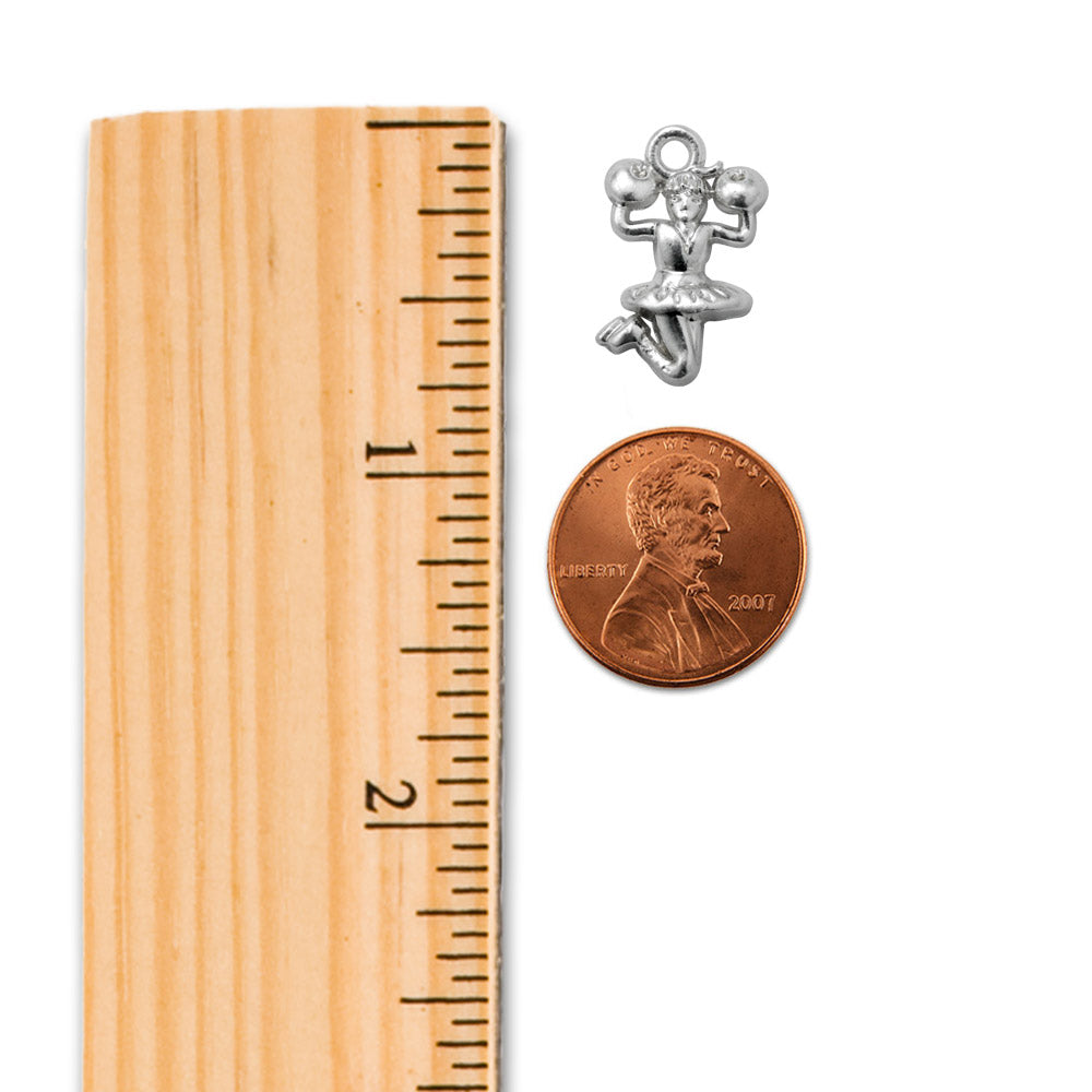 Silver Petite Cheerleader Charm Toggle Necklace