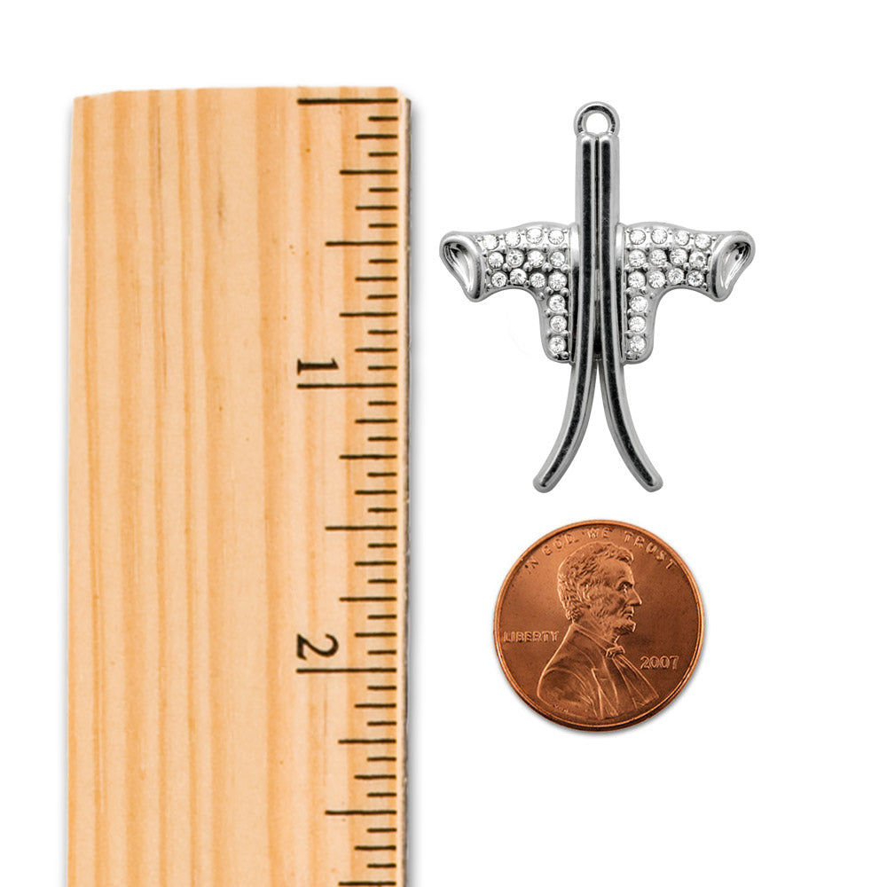 Silver Skiing Charm Toggle Necklace