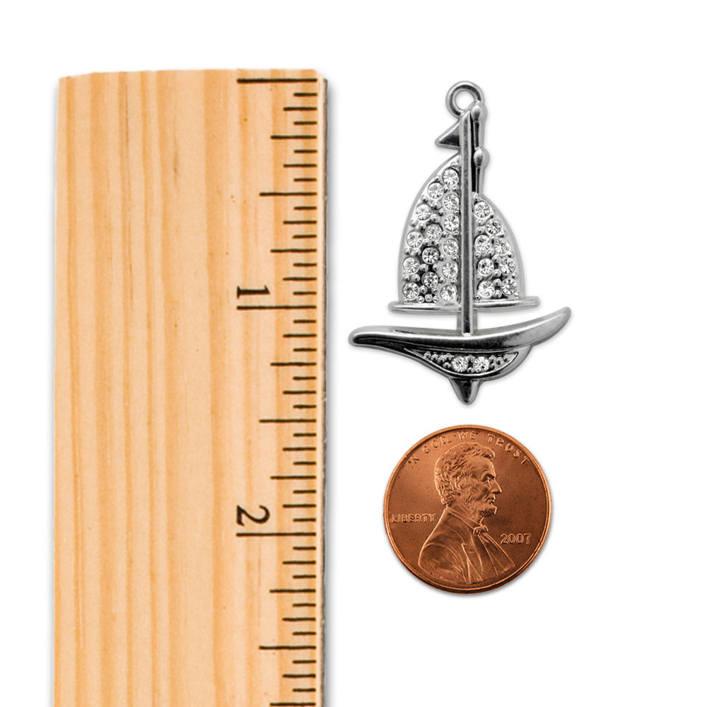 Silver Sailboat Charm Toggle Necklace