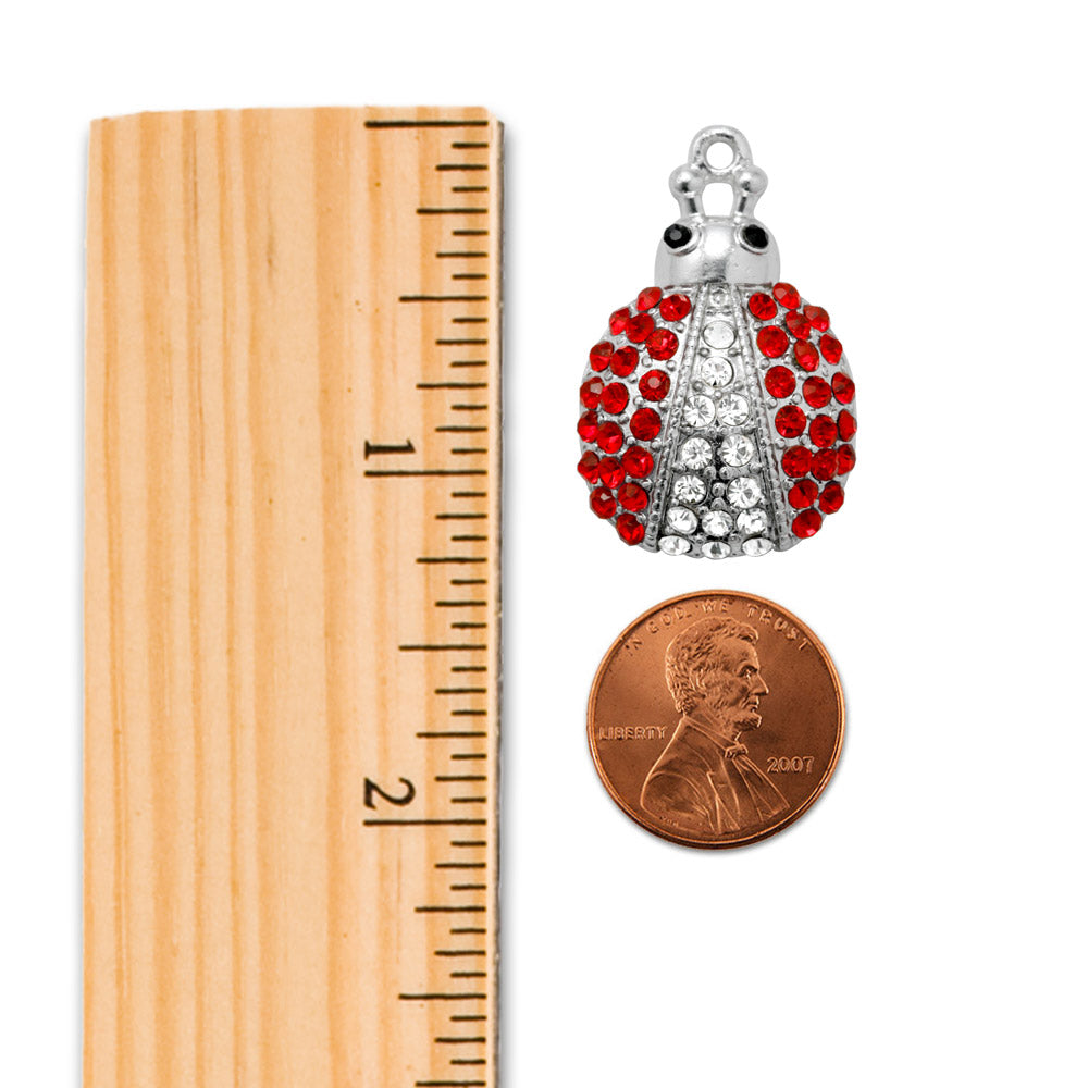 Silver Lady Bug Charm Toggle Necklace