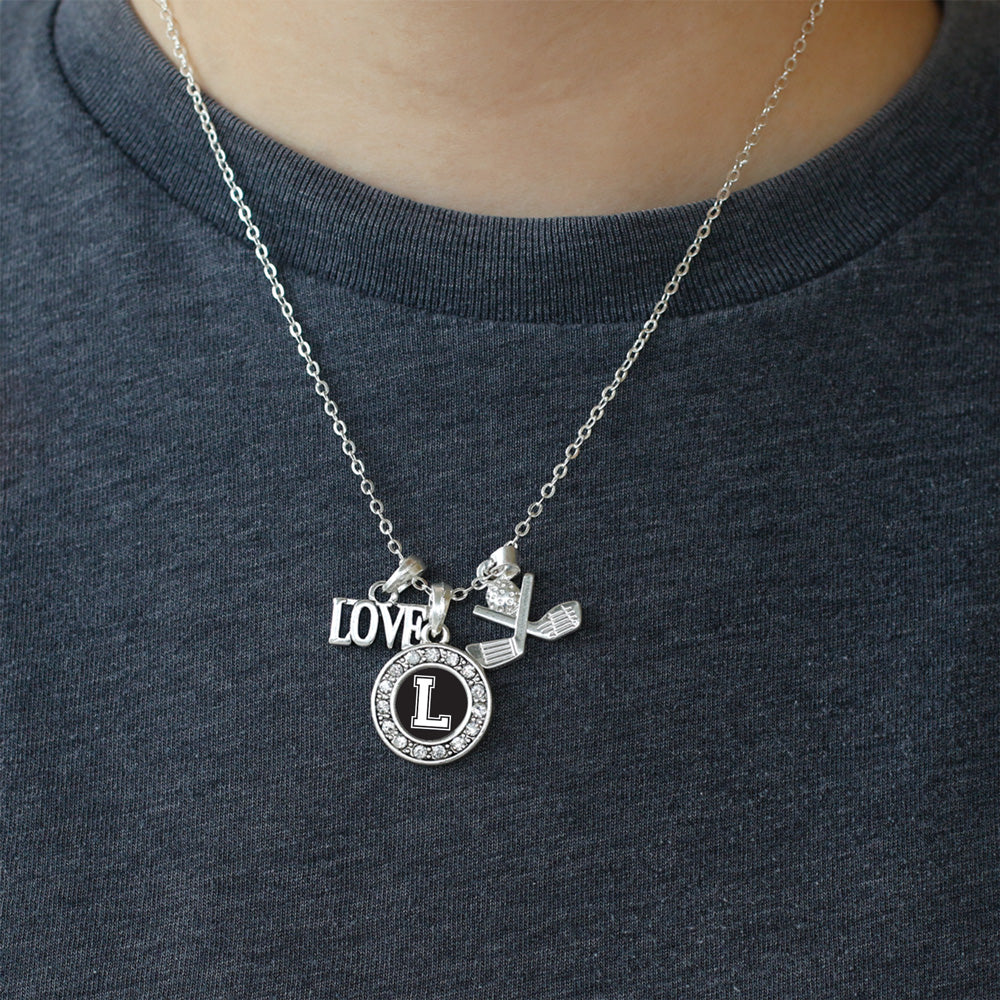 Silver Cheerleader - Sports Initial L Circle Charm Classic Necklace