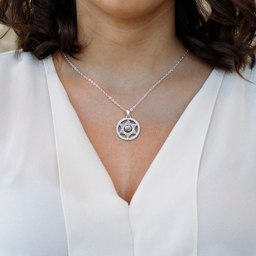 Silver Sheriff Badge Charm Classic Necklace